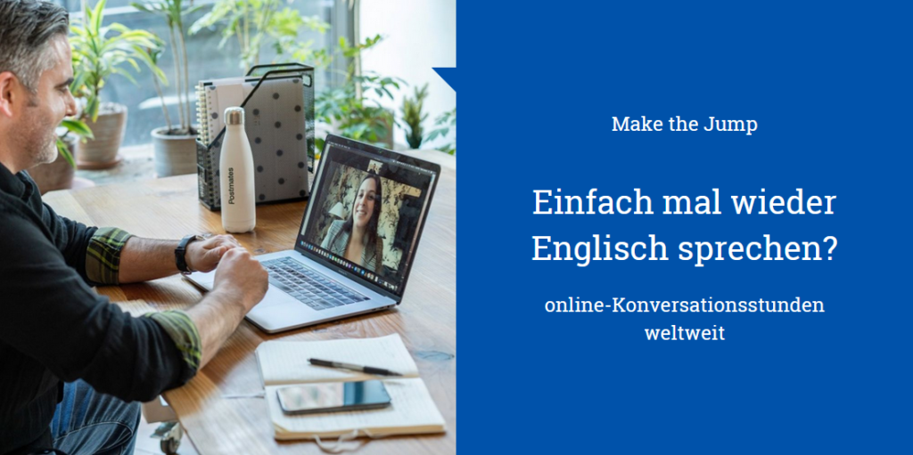 Angebot "Einfach mal wieder Englisch sprechen" - Mann sitzt am Laptop